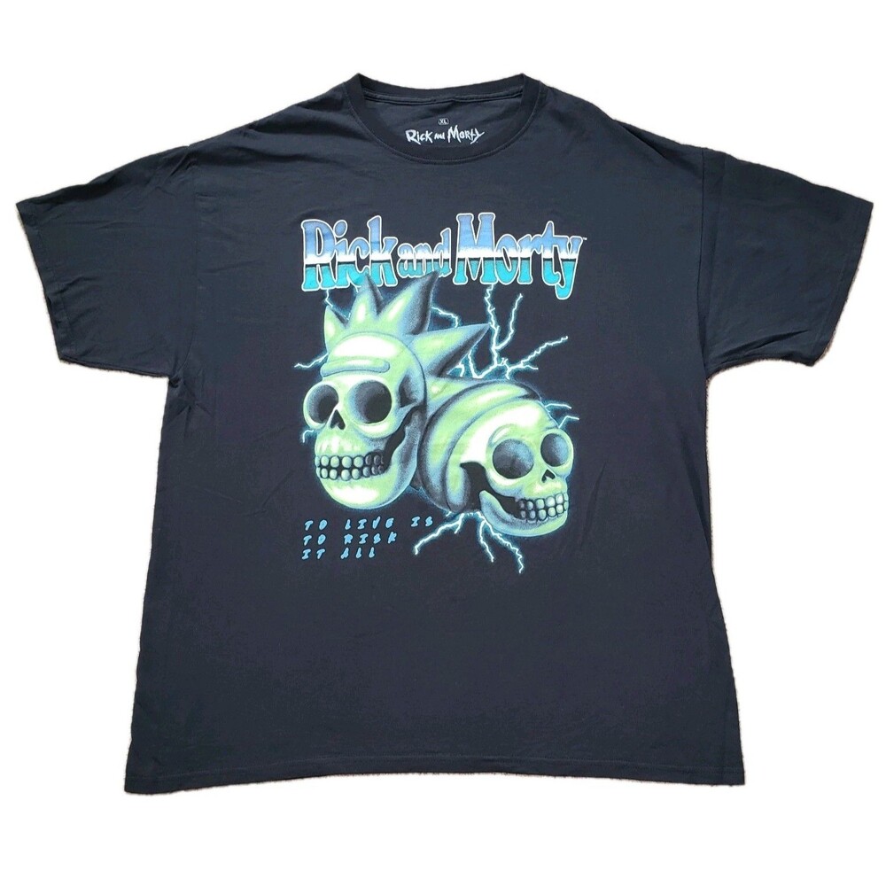 Rick And Morty Risk It All Electrocution Size XL Mens Black Adult Swim T-Shirt